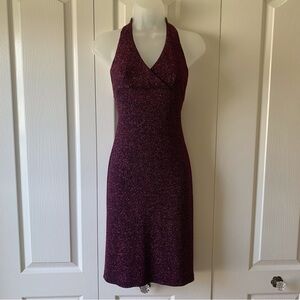 Vintage Black Dress Halter Small Sparkle Semi Formal